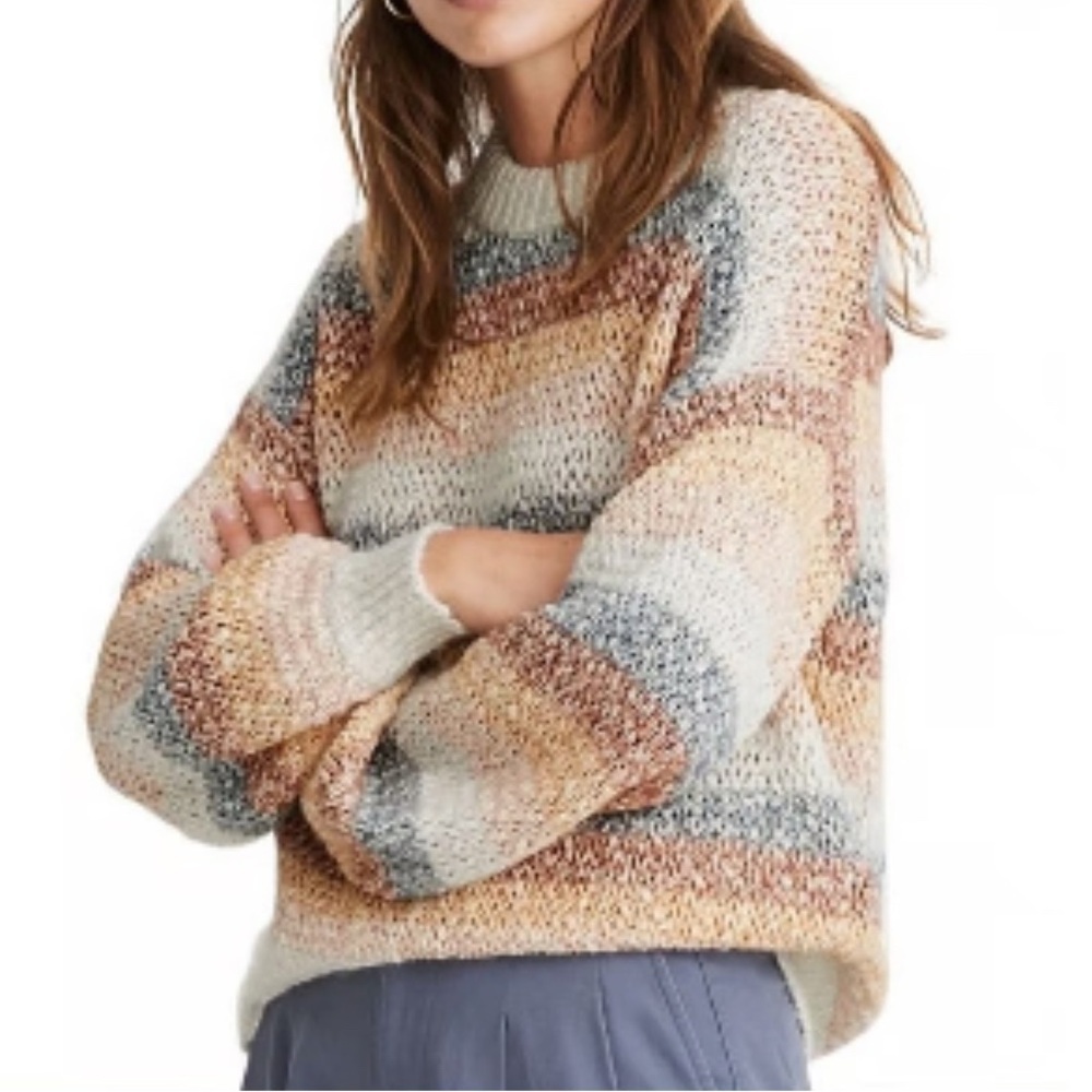 Madewell‎ Baez Women's Knit Sweater | Pullover | Sz XXS | Multicolor | Stripe |